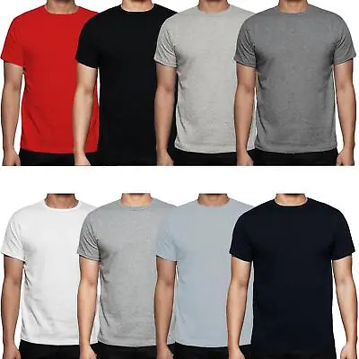 7 Pack Mens Plain T Shirt 100% Cotton Crew Casual Tee Short Sleeve Multi Pack • £8.99
