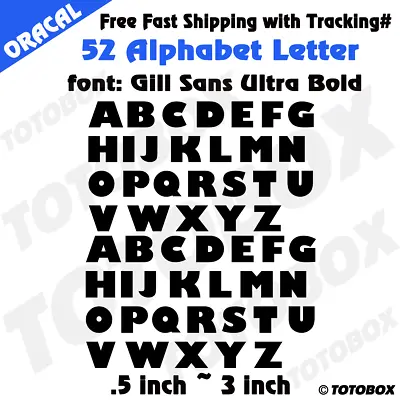 Alphabet Letter Decals Sticker Window Door Car Decal Font Gill Sans Ultra Bold • $5.50