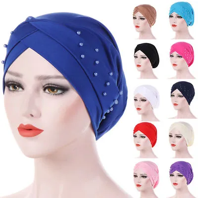 Ladies Women Hair Loss Scarf Cancer Chemo Cap Muslim Turban Hat Hijabs Head Wrap • £4.79