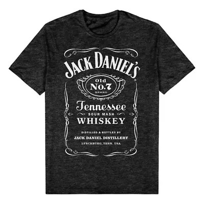 Jack Daniels Full Label Logo Black Marle Tee T-Shirt Easter Gifts • $28.95