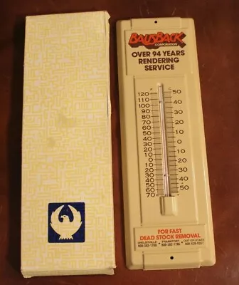 Vintage Bausback Rendering Service Metal Thermometer Mint In Box 14  X 4 3/4  • $115