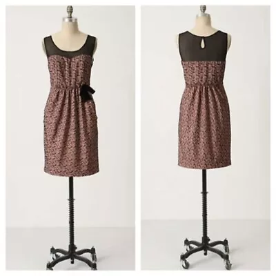 Anthropologie Moulinette Soeurs 2 Albertine Dress Black Velvet Pink Mesh Bow • $24.99