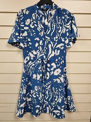 Ladies NEXT Dress. Size 8. Blue Mix. Zip Front. Toggle Tie Waist. VGC. • £3.99