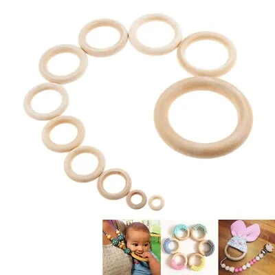 £3.29 • Buy Natural Wooden Teether Wood Baby Teething Ring Toys Necklace Bracelet DIY Crafts