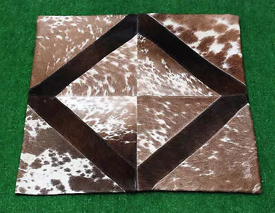 100% NEW COWHIDE LEATHER PATCHWORK CUSHION COVER RUG COW HIDE (15  X 15 ) SA-253 • $3.02