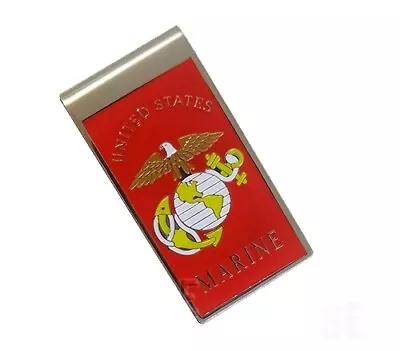 Marine Corps Money Clip UNITED STATES MARINE On Red W Seal Stainless Steel USMC • $11.97