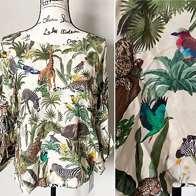 Marc Cain Jungle Animal Safari Print Silk Blend Top N1 | US 4 New With Tags • $99