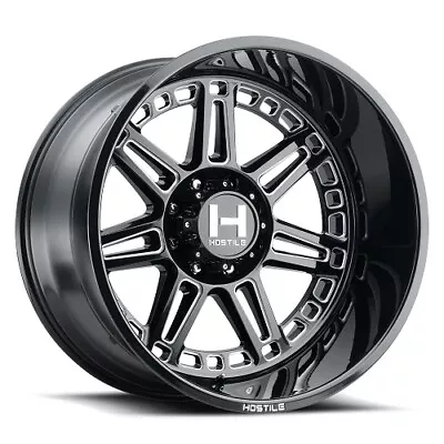 22x10 Hostile H124 Lunatic Blade Cut (Blk Milled) Wheels 6x5.5 (-25mm) Set Of 4 • $1353.24