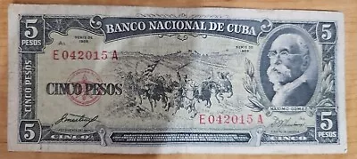 5 Pesos 1958 Maximo Gomez Banco Nacional • $9.99