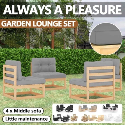 $164.99 • Buy VidaXL Garden Lounge Set Outdoor Sofa Furniture Wooden Patio Setting 4 Piece