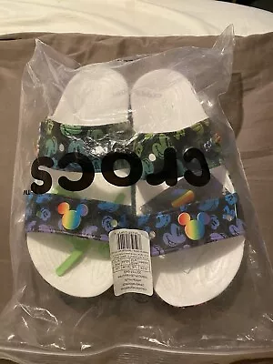 Crocs Pride Disney Rainbow Celebrations Mickey Mouse Sandals Slides W12 M10 NIB • $75