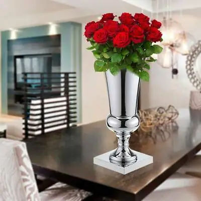£37.18 • Buy 40cm Chrome  Stunning Silver Iron Flower Vase Urn Wedding Table Home Decor Gift