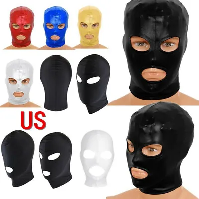 US Unisex Women Men's Hood Gummi Latex Open Mouth And Eyes Full Face Party Mask • $8.36