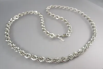 Vintage MONET Silver Tone 20  Long Twisted Rope 4 Mm Chain Necklace 5883 • $9.99