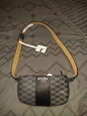Michael Kors Monogram Belt Bag Womens Gray Leather Fanny Pack L/XL • $39