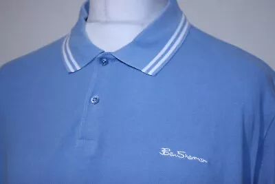 £5.50 • Buy Ben Sherman Twin Tipped Polo Shirt - XXL/2XL - Riviera Blue -Mod 60s Casuals Top