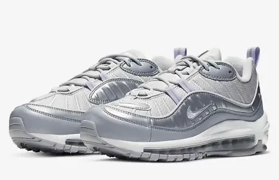 NIKE AIR MAX 98 SE BV6536-001 GREY METALLIC PLATINUM WOLF GREY PURPLE Sz 11 • $59.99