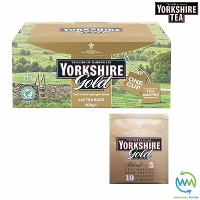 YORKSHIRE GOLD Tea Bags SACHETS Individual ENVELOPED Tagged Bag 100% BLACK • £21.99