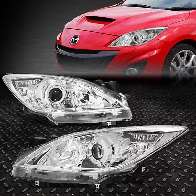 For 10-13 Mazda 3 Pair Chrome Housing Clear Corner Projector Headlight Head Lamp • $112.88