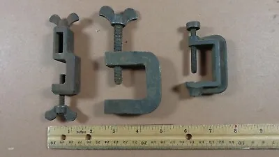 Lot Of 3 Vintage Small Forged Cast Iron Machinist Clamps  • $15.95