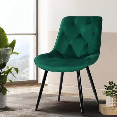Artiss Dining Chairs Velvet Green Set Of 2 Starlyn • $146.60