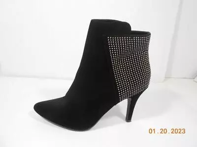 ME TOO Emily Black Suede High Heel Ankle Boots Rhinestones (Small Rivets) Sz:9M • $24.99