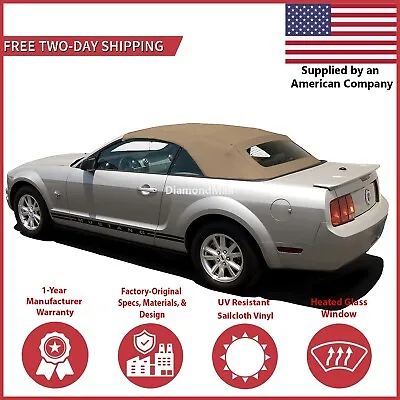 2005-14 Ford Mustang Convertible Soft Top W/ DOT Approved Glass Window Camel • $350.10