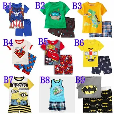 New Boys 2 Pieces Short Sleeve Pyjamas Sleepwear Cotton Set Size 01234567 • $16.95