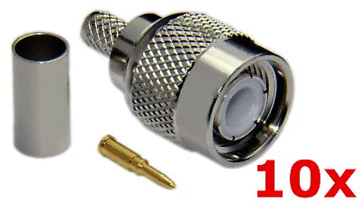 10 Pack TNC Male Plug Crimp-On Connector End RF WiFi Antenna RG58 LMR-195 Cable • $9.95