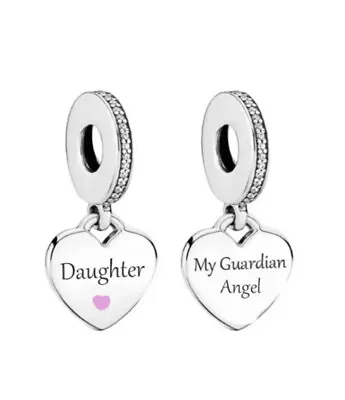 Daughter Memorial Heart Charm My Guardian Angel Genuine 💜 925 Sterling Silver • £17