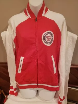 SUPER CUTE Washington Nationals Women's Sz Md Majestic Red&White Jacket NEW&NICE • $39.99