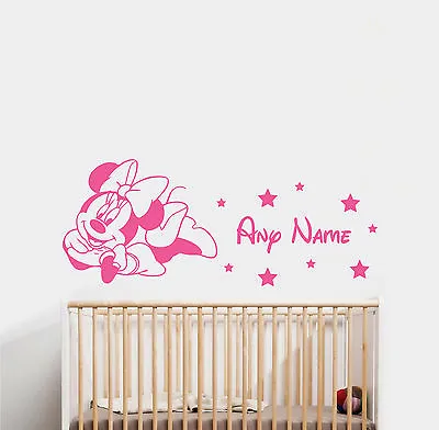 Minnie Mouse & Name Wall Sticker 2 Disney Childrens Bedroom Vinyl Decal • $25.26