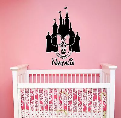 Personalized Disney Castle Wall Decal Minnie Mouse Custom Name Vinyl Sticker Mc1 • $29.89