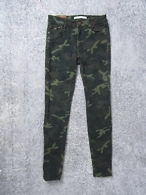 Zara Trafaluc Jeans Womens 6 Skinny Denim Green Camouflage Pants Military Camo • $29.99