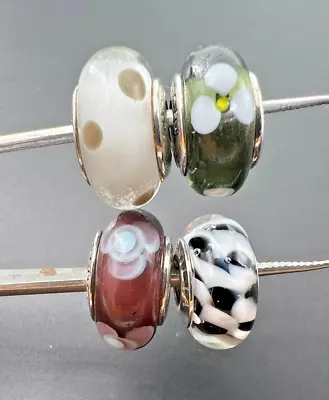 Pandora Chamilia Sterling Silver 925 Black & White Murano Glass Charms Beads Lot • $25