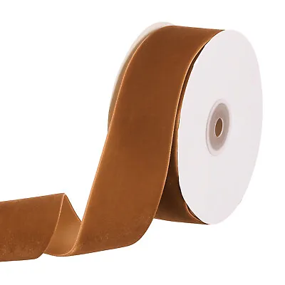 1-1/2  10 Yard Velvet Ribbon Polyester Single Face Spool Gift Wrap Khaki • $17.82