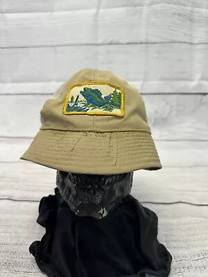 Vintage Fly Fisherman Bucket Hat Cap Salmon Trout Big Patch Size 7 1/8 • $30.08