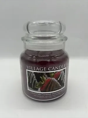 Village Candle Scented Chocolate Covered Strawberries 2 Wick 13.75 Jar HTF New • $16.50