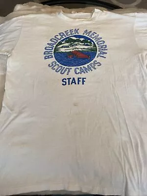 Rare Vintage Broad Creek Memorial Scout Camps Staff  T Shirt Boy Scout BSA • $19.99