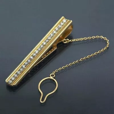 Yellow Gold Plated Chain Tie Clip For Men's Handmade 925 Sterling Silver Jewelry • $195.62