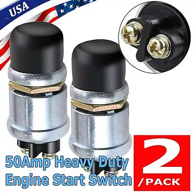 2 Pcs 12 Volt DC Heavy-Duty Start Momentary Push-Button Starter Switch (50 Amps) • $6.69