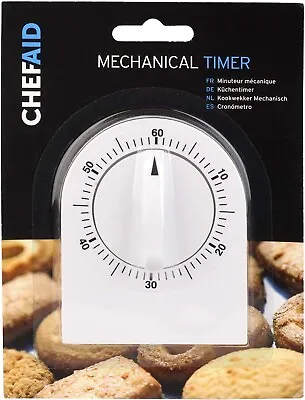 Chef Aid Kitchen Cooking Baking Plastic Mechanical Manual 60 Minutes Timer WHITE • £9.40