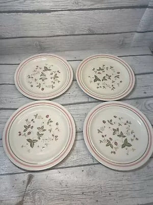 Vintage Newcor Stoneware 7.5  Salad/Dessert Plates Strawberry Patch Set Of 4 • $25