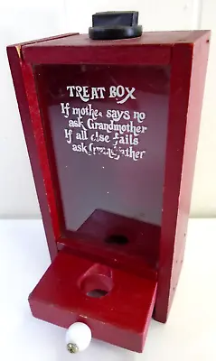 Vtg Treat Box Gumball Dispenser Glass & Wood Candy Nuts Grandmother Grandfather • $22.99