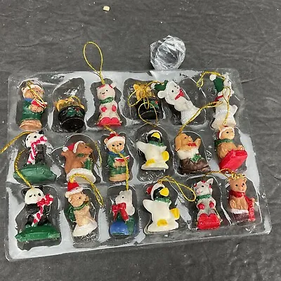 18 Vintage Miniature Resin Tree Christmas Ornaments Tiny Set EUC • $12.29