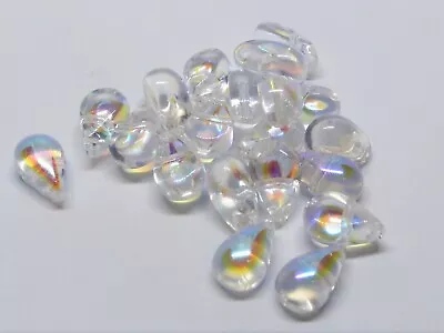 £1.99 • Buy 8(mm) TWO DUO HOLE CZECH GLASS TEAR DROP TEARDROP SPACER BEADS - 20PCS