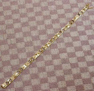 NEW MENS 10K YELLOW GOLD 6.5mm NUGGET LINK BRACELET (eight Inch) 11.7 GRAMS • $795