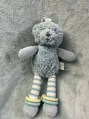 Snuggle Chums Toys R Us Blue Bear Baby Comforter Soft Toy Rattle Rings Fluffy • £9.99