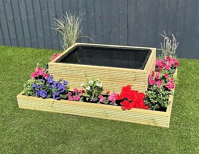 Raised Pond Wooden Full Ring Planter Decking Water Feature 90L Solid Tub Liner • £219.99