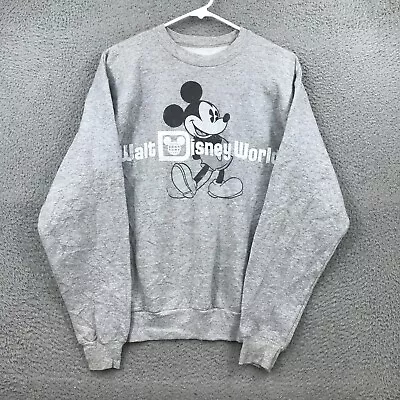 Disney Sweater Adult Small Gray Mickey Mouse Crew Neck Sweatshirt 36015 • $3.20